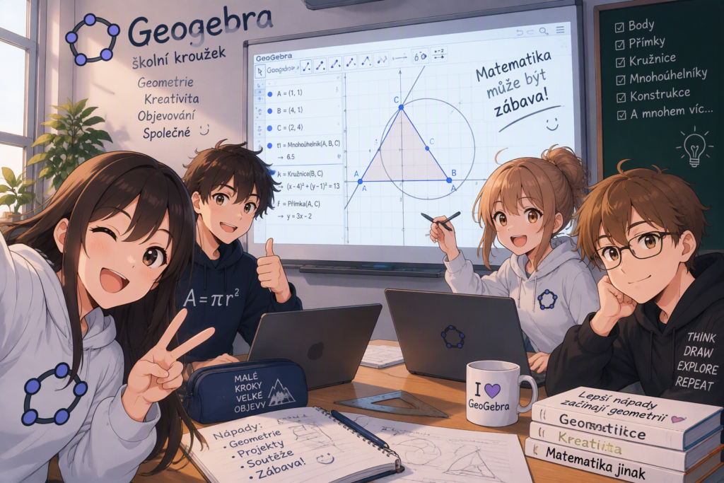 Od začátku školního roku mají žáci možnost rozvíjet své matematické a digitální dovednosti v novém kroužku GeoGebra. Kroužek je určen všem zájemcům o geometrii, matematiku a práci s moderními technologiemi.